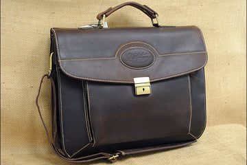 Rugged Leather Portfolio Briefcase